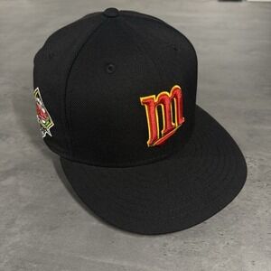 Vintage Minnesota Twins New Era Cap 7 1/8 Black Red Yellow Cooperstown 100% Wool